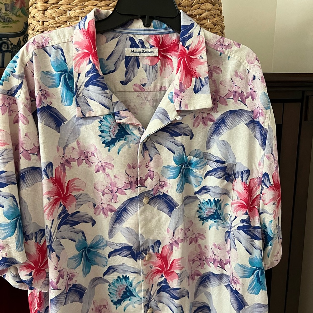 Tommy Bahama Tropical Floral Shirt - Blue and Pink